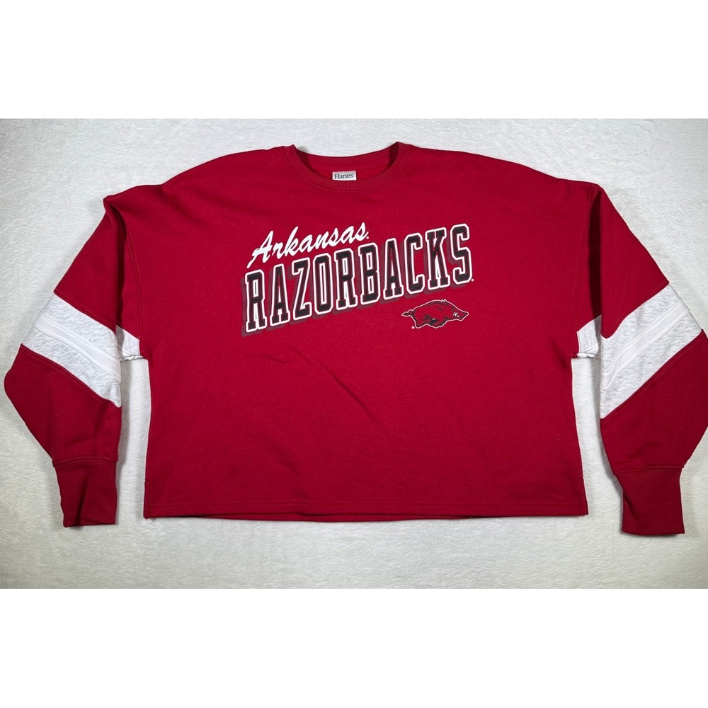 Hanes Arkansas Razorbacks Red Crew Neck Sweatshirt‎ Women's Large